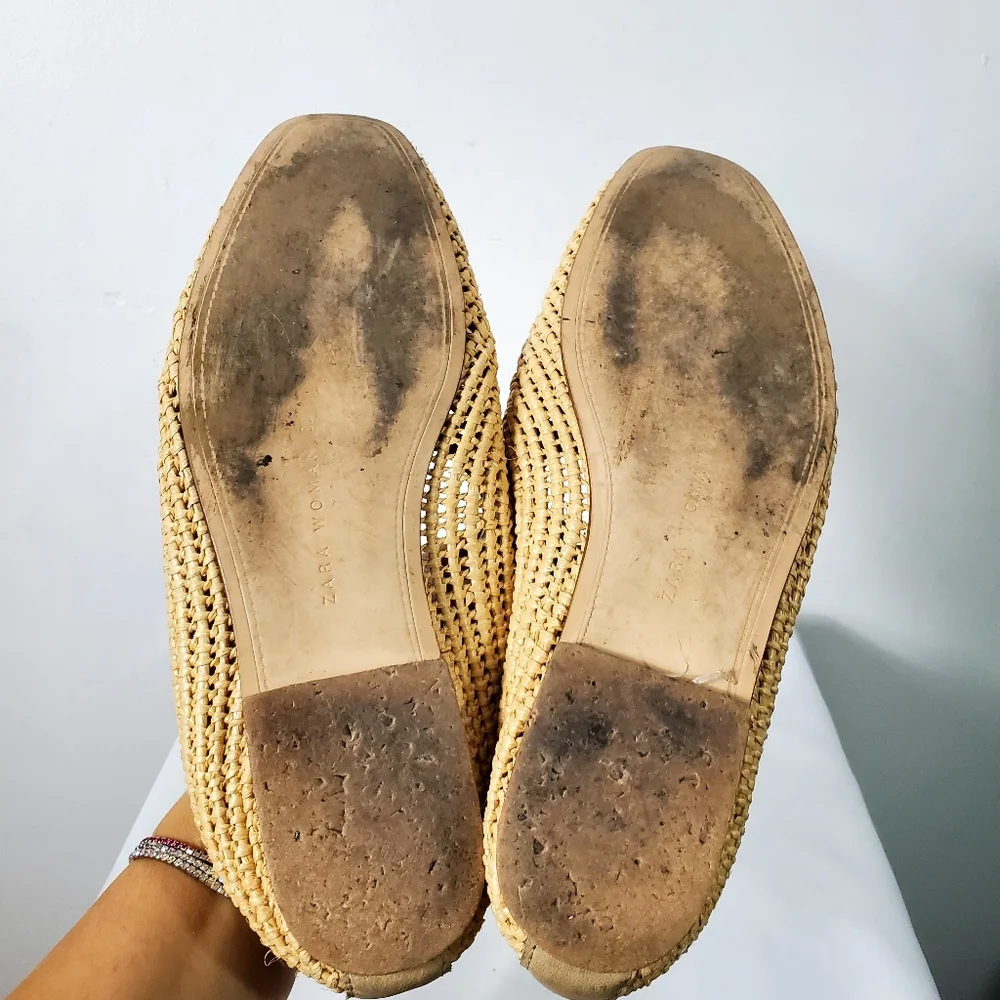 Zara Natural Colored Braided Hand Woven Flat Shoes - Picture 11 of 13